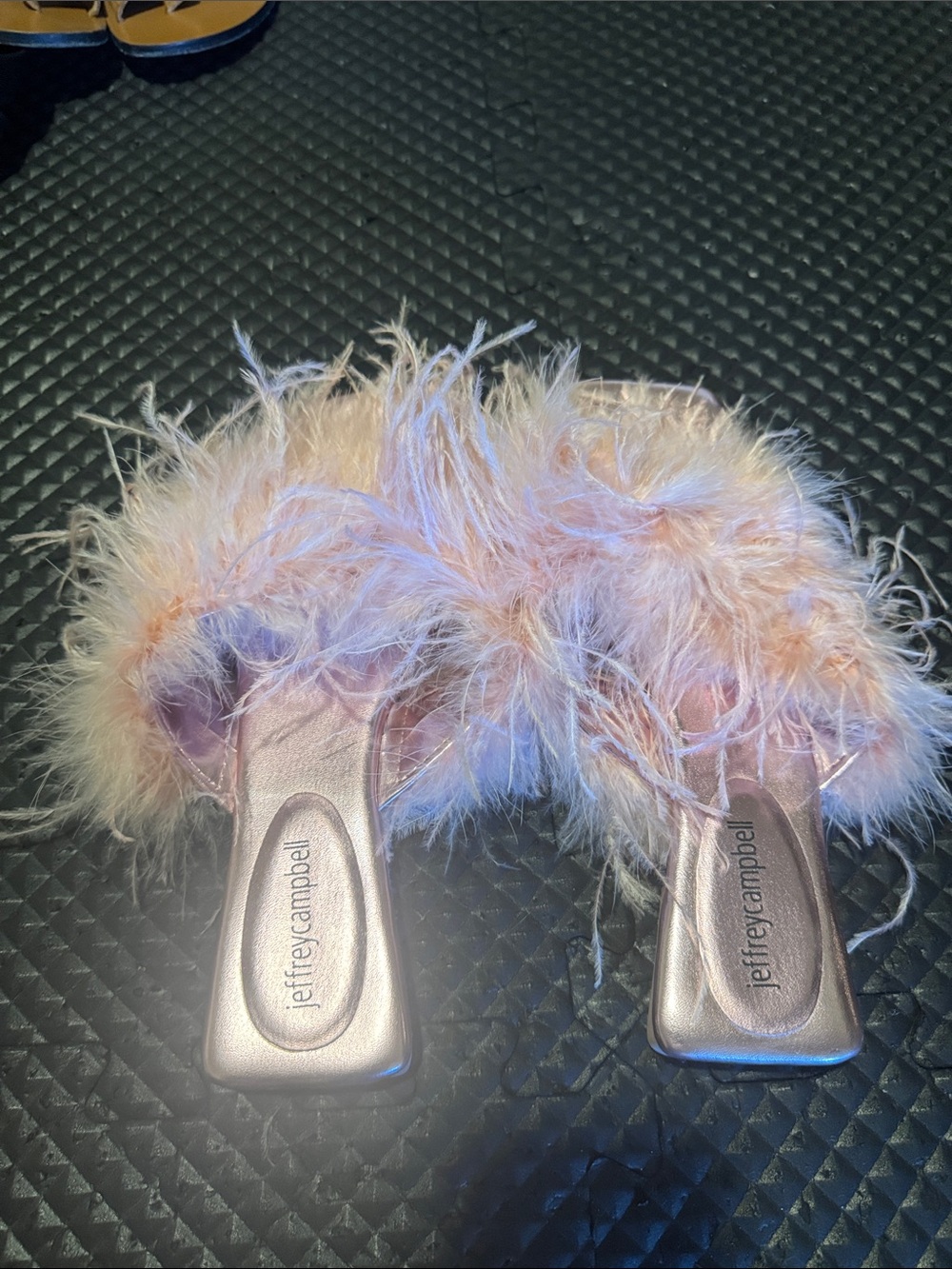 Jeffrey Campbell Kids Pale Pink Feather Slide Sandals
